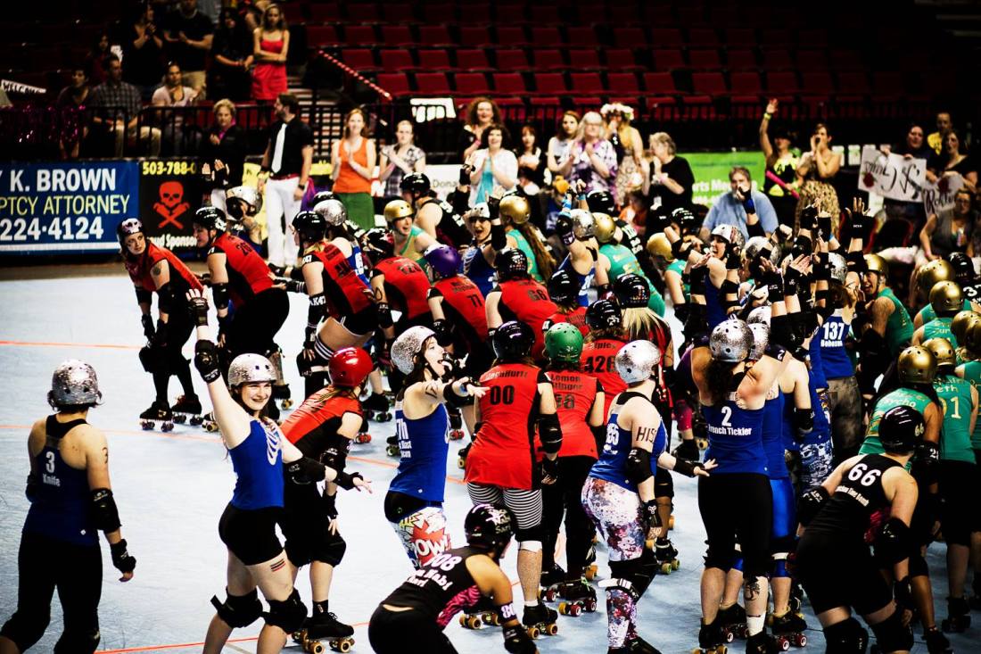 We have a lot of skaters here. This was the 2013 home team championships. High Rollers won. Photo by Alan Cook